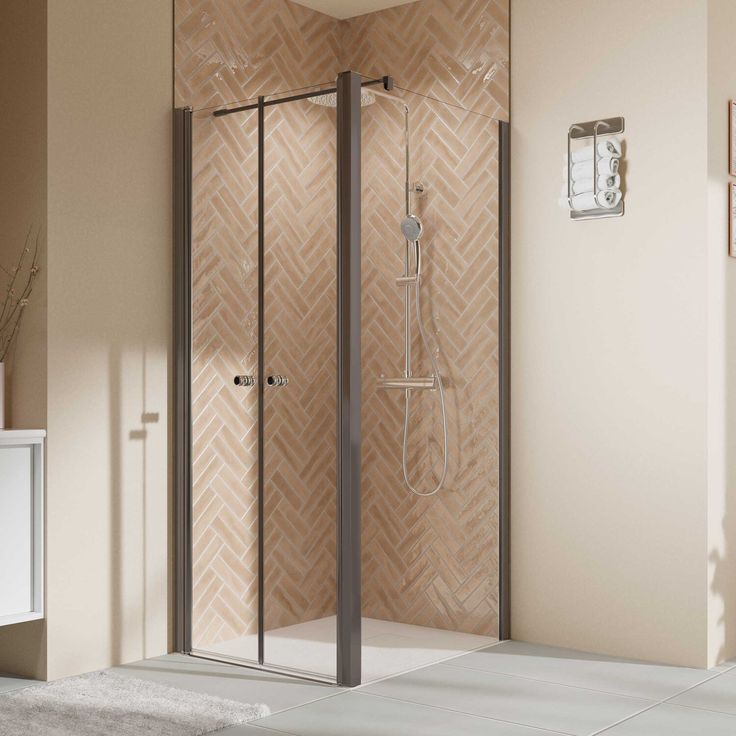 Breuer Pendeltür 'Elana 2.0', rund für Seitenwand, 80 cm, schwarz matt, 6 mm Sicherheitsglas, integrierter Hebe-Senk-Mechanismus