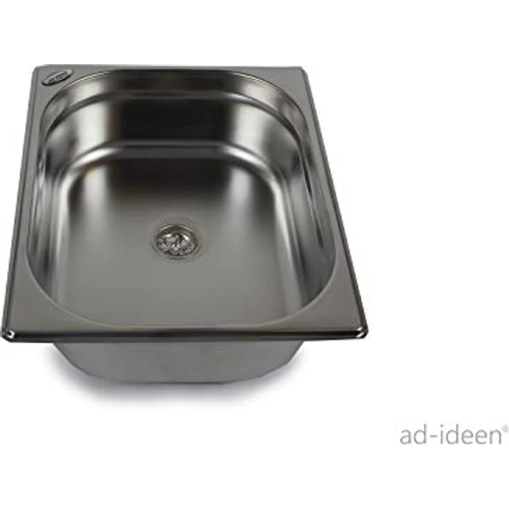 ad-ideen Waschbecken 12V Camping Spüle Technikset Bausatz, Edelstahl, 325x265x100mm für Wohnmobil und Marktstand – Bild 4