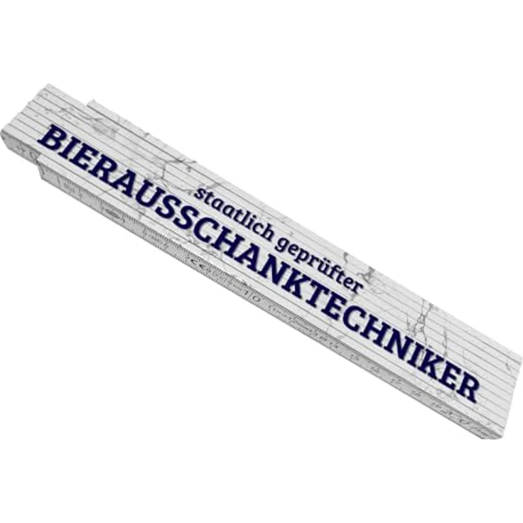 speecheese Bierausschanktechniker Meterstab aus Holz mit Marmorhintergrund, lustiger Spruch, 10 Gelenke, 24x3,5 cm, stabil und praktisch – Bild 1