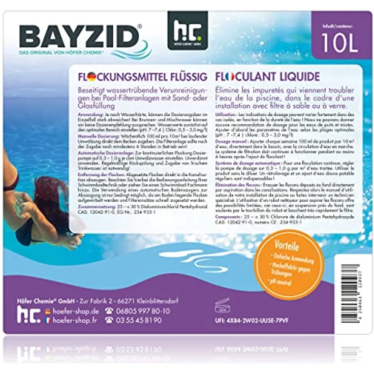 4 x 10 Liter BAYZID Flockungsmittel flüssig für Pools – Bild 2
