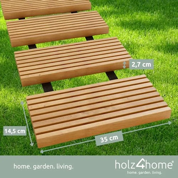 holz4home® Rollweg Aus Lärche 35 cm | Einfach Ausrollen | Witterungsbeständig, schnell trocknend und Stabil | Besonders rutschfeste Oberfläche durch Riffelung – Bild 2