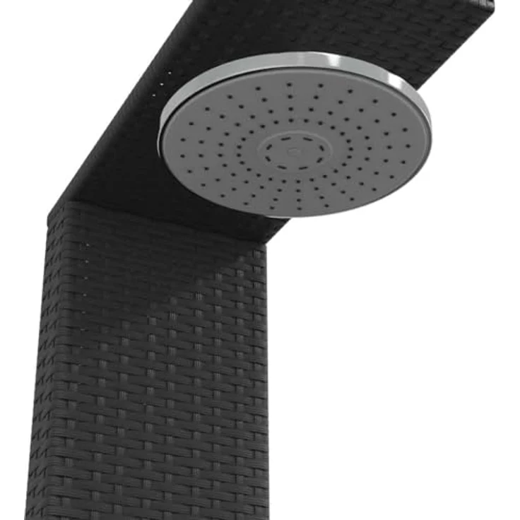 vidaXL Gartendusche aus Poly Rattan, Schwarz, mit Holzboden und drehbarer Brause – Bild 7