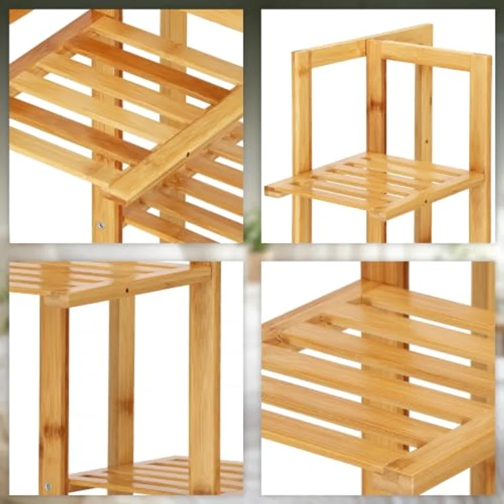 SPRINGOS Blumenständer Blumentreppe aus Bambusholz, 5-stufig, Farbe: natur, Platz für 6 Blumentöpfe, vielseitig einsetzbar – Bild 5
