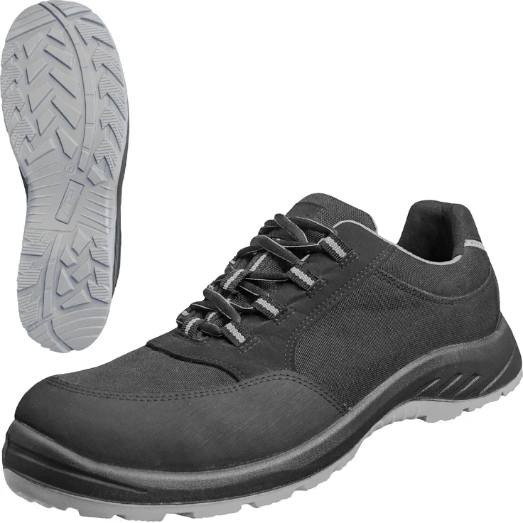NITRAS 7435 SOLID STEP S3 Sicherheitsschuhe, schwarz, Gr. 43, mit Fiberglas-Zehenkappe und rutschhemmender Laufsohle