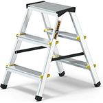Drabest Klappleiter Leiter Klappbar 2 x 3 Stufen Alu Trittleiter Beidseitig bis 150 kg Belastbar Haushaltsleiter TÜV Zertifiziert