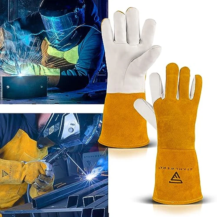 STAHLWERK Schweißerhandschuhe Schutzkleidung Echtleder für WIG / TIG / MIG / MAG / MMA / Plasma – Bild 6