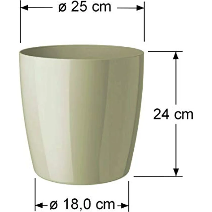 Floralo Teramo Übertopf 25cm Durchmesser x 24cm hoch creme, glänzend, in den Boden eingelassene Rollen, altweiß – Bild 3