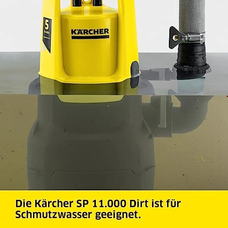 Kärcher Schmutzwasser-Tauchpumpe SP 11.000 Dirt (Fördermenge: max. 11.000 l/h, Restwasserhöhe: 25 mm, Abpumpen von Wasser mit bis zu 20 mm großen Schmutzpartikeln, Schwimmerschalter) – Bild 3