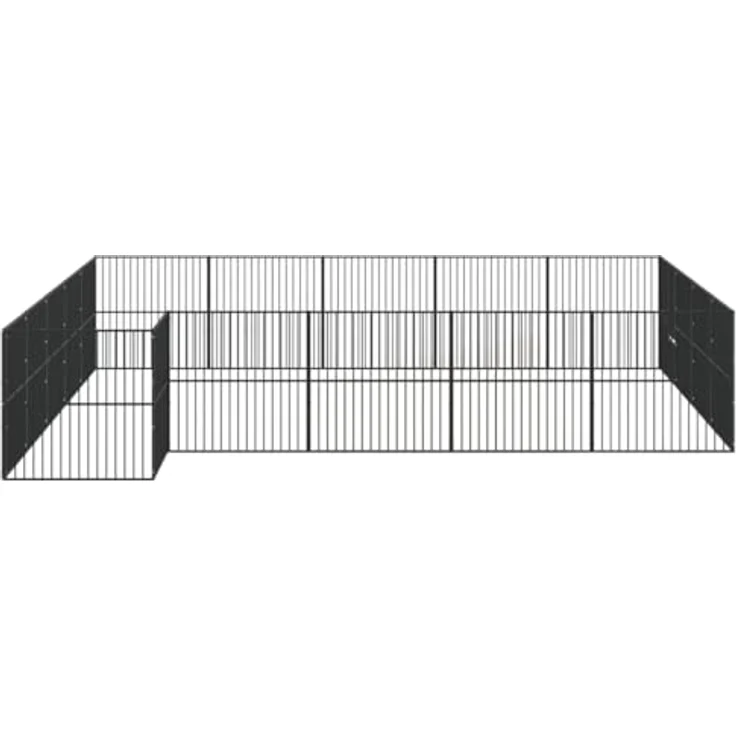 vidaXL Hundelaufstall 20-TLG. Schwarz Verzinkter Stahl – Bild 5