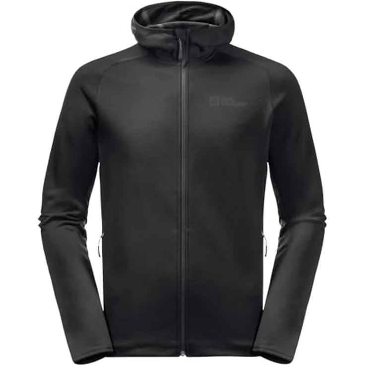 Jack Wolfskin Baiselberg Hooded Fleecejacke, superelastisches Power Stretch Material, Kapuze, Schwarz, Größe L – Bild 9