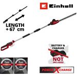 Einhell Akku-Teleskop-Heckenschere GC-HH 18/45 Li T-Solo, lasergeschnittene und diamantgeschliffene Stahlmesser, 7-fach neigbarer Motorkopf, Teleskopstiel, ohne Akku/Ladegerät