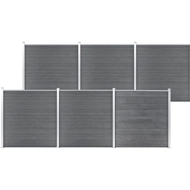 Prolenta Maison Exclusive - Gartenzaun WPC 1045x186 cm, grau, mit Holzmaserungsdruck, robust und einfach zu montieren