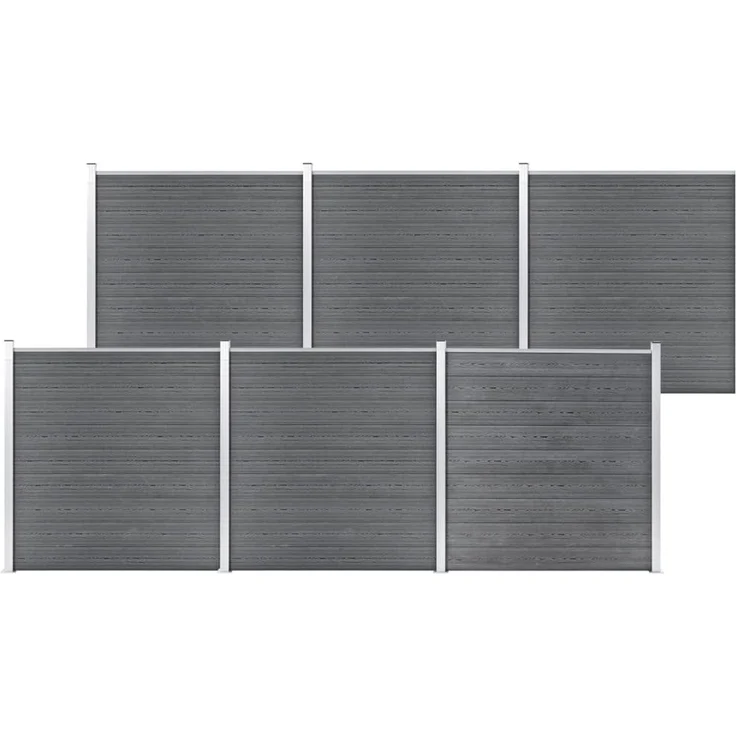 Prolenta Maison Exclusive - Gartenzaun WPC 1045x186 cm, grau, mit Holzmaserungsdruck, robust und einfach zu montieren