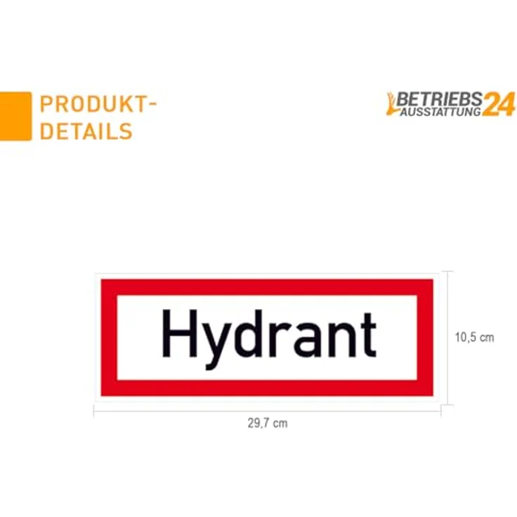 Betriebsausstattung24 Hinweisschild "Hydrant", Aluminium geprägt, 29,7 x 10,5 cm, DIN 4066 (D1), wetter- und UV-beständig, für Innen- und Außeneinsatz – Bild 2