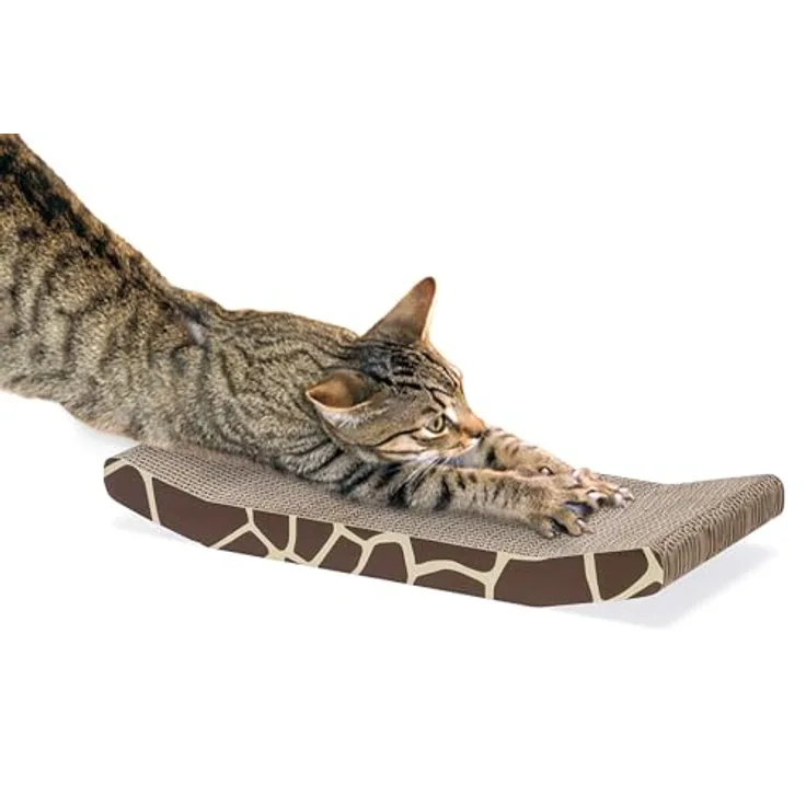 Karlie Karton Kratzbrett Giraffe, beidseitig verwendbar aus recyceltem Karton, inkl. Catnip, 44 x 21,5 x 5,5 cm