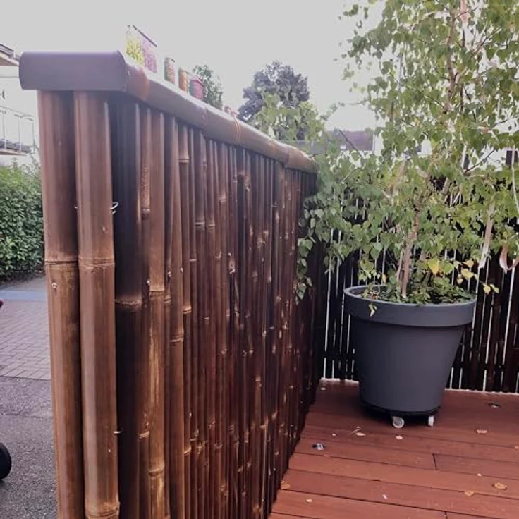 BambusBASIS Sichtschutzabdeckung dunkel, 90 cm aus Bambus 3/4 Rohr, vielseitig einsetzbar – Bild 3