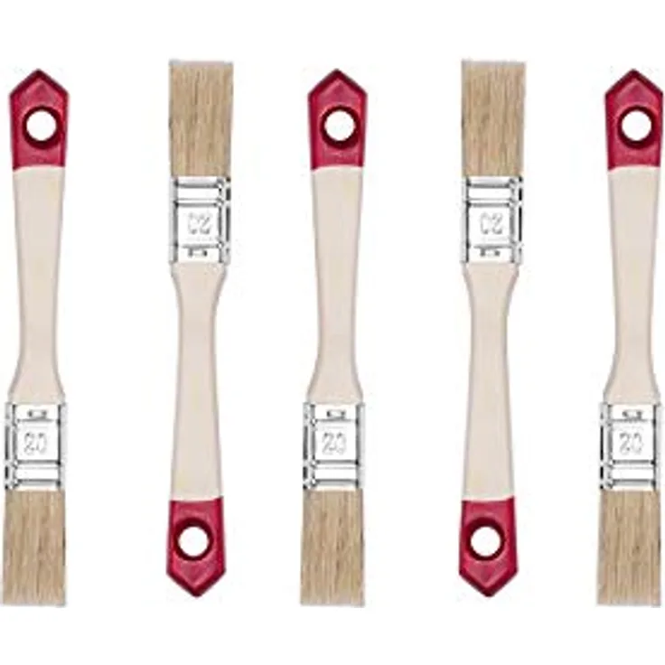 HARDY WORKING TOOLS Flachpinsel-Set 5-teilig, 5 Stück – 20 mm Breite, Malerpinsel Set mit Holzgriff, Lackpinsel Serie *40*, 5PCS, Pinselset A0202-400507