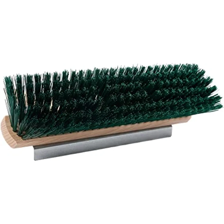 BawiTec Allzweckbesen 40cm, mit Kratzleiste und Metall-Stielhalter, grüne Borsten, für Garten und Gehwege, ohne Stiel – Bild 2