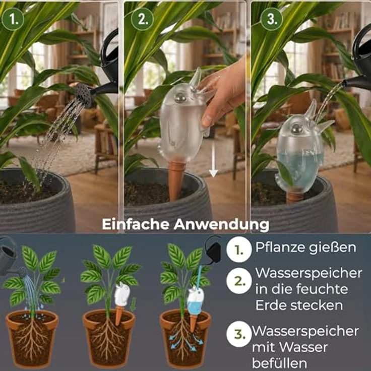4er-Set Bewässerungskugel Wasserspender Bördy L in transparent - H20cm-220ml - Scheurich – Bild 6