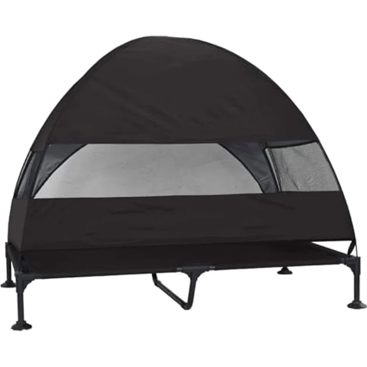 vidaXL Erhöhtes Hundebett mit Abnehmbarem Dach, Schwarz XL Stahl, Wetterfest und Faltbar für Outdoor-Aktivitäten – Bild 6