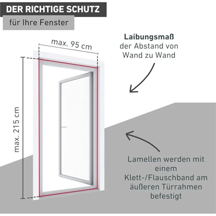 Rhino Screen Rhino Insect Screen Insektenschutz Türvorhang, Insektenvorhang, Magnet Fliegengitter Tür, Moskitoschutz, 95 x 215 cm, schwarz, 03798, 0.5x95.0x215 cm – Bild 5