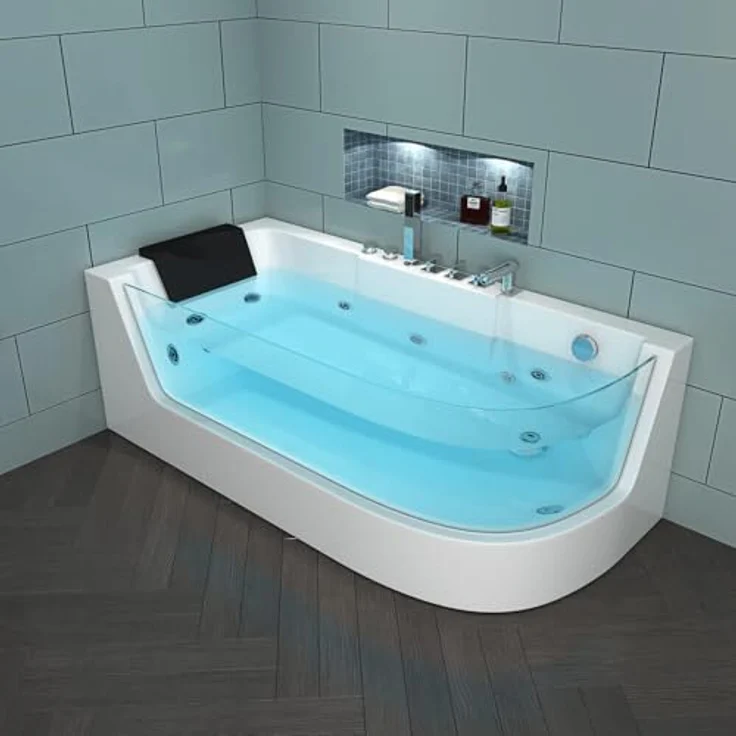HOME DELUXE Badewanne Whirlpool CARICA, 170 x 80 cm, mit 4 verstellbaren Whirlpooldüsen und LED-Farblichttherapie, strahlend weiß – Bild 4