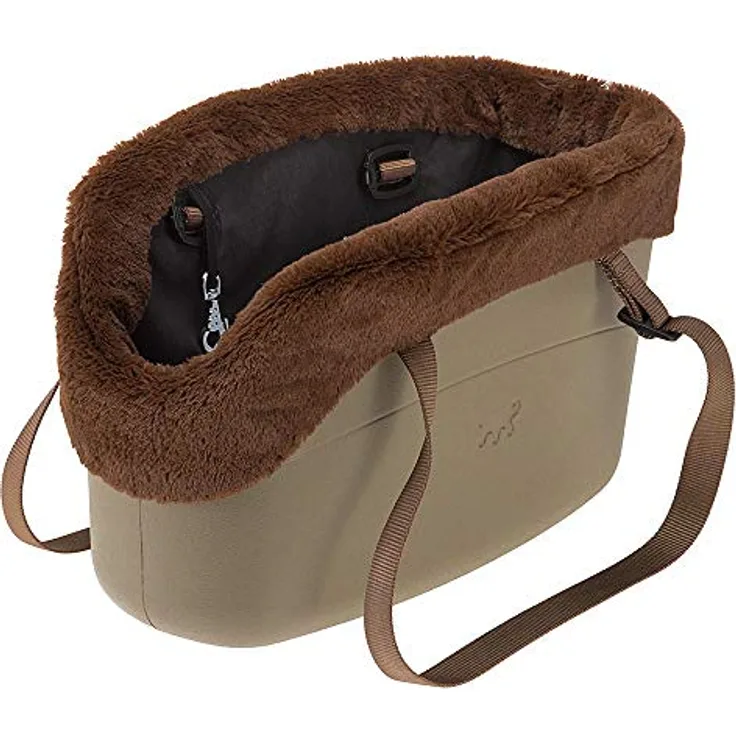 Ferplast Hundetragetasche für kleine Hunde und Katzen WITH-ME, Transporttasche für Haustiere, Hundetasche, verstellbare Trageriemen, Sicherheitsgurt inklusive,, 21,5 x 43,5 x h 27 cm Taupe