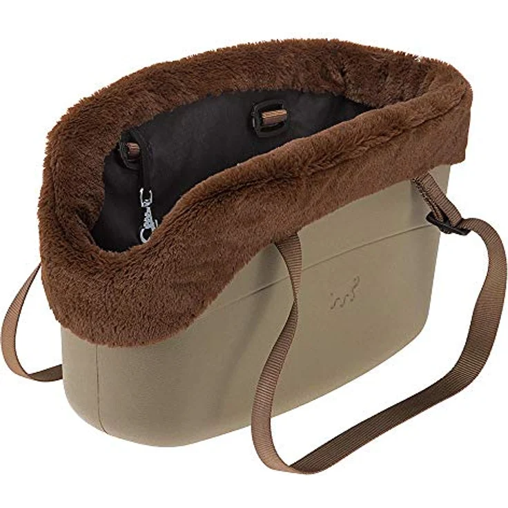 Ferplast Hundetragetasche für kleine Hunde und Katzen WITH-ME, Transporttasche für Haustiere, Hundetasche, verstellbare Trageriemen, Sicherheitsgurt inklusive,, 21,5 x 43,5 x h 27 cm Taupe – Bild 1