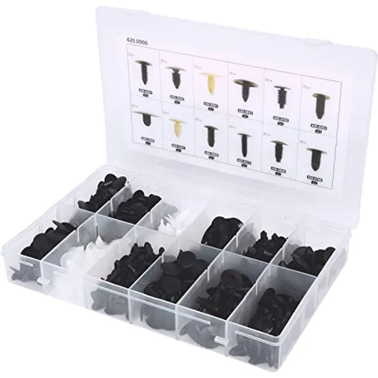 Ks Tools Befestigungs-Clip-Satz für Kabelbäume, 340-tlg, universal, Gewicht: 447 g