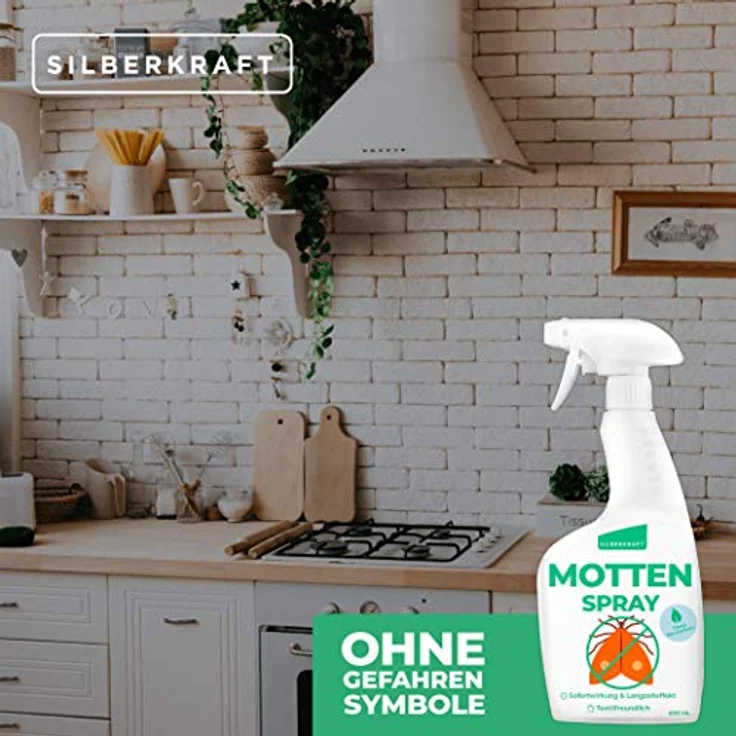 Silberkraft Mottenspray 500 ml - Sofort- und Langzeitwirkung - zur Motten Bekämpfung - Anti Kleidermotten Lebensmittelmotten - Zitronen-Duft – Bild 5