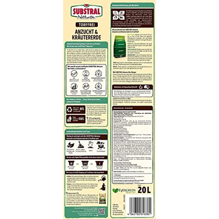 Substral Naturen Anzucht & Kräuter Erde Bio & torffrei, für Aussaaten, Stecklinge und Kräuter, vorgedüngt, 20L – Bild 2