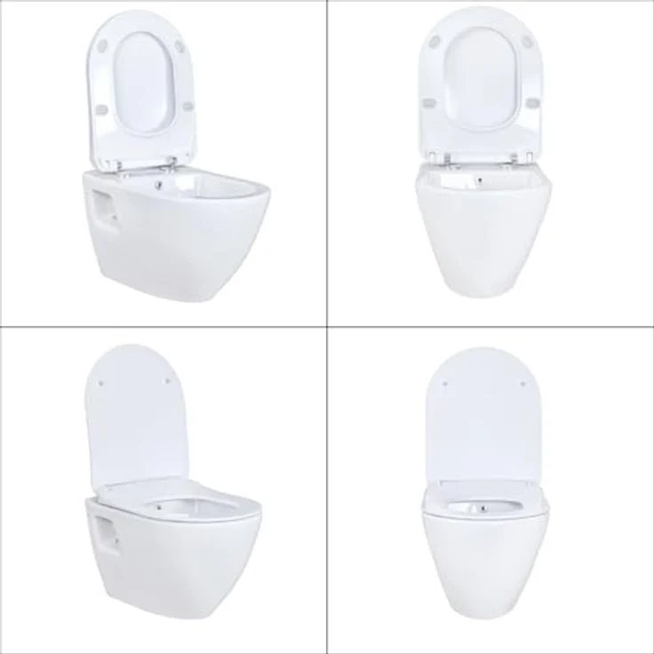 Creavit Tiefspül-WC CRV-TP325-0005-SET, spülrandloses Hänge-WC Set in Weiß mit Edelstahl Bidet und Soft-Close WC-Sitz – Bild 5