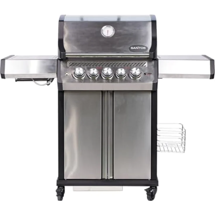 SANTOS S-318 Pro Gasgrill - Premium Edelstahlgrill mit Infrarot-Zone, XXL Warmhalterost und beleuchteten Reglern – Bild 3