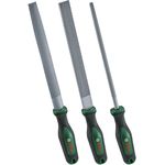 Bosch Raspel Set 3-teilig (Robustes Holzraspel Set inkl. Flach-, Halbrund- und Rundraspel; Harter Kohlenstoffstahl; Mittlerer Hieb 2; Ergonomischer Handgriff mit Softgrip)