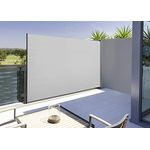 Seitenmarkise für Balkon und Terrasse, mit Bodenmontage, Sichtschutz, Sonnenschutz, Seitenrollo 160 x 300 cm, Hellgrau