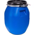 plasteo® 30 Liter Deckelfass mit Spannverschluss| Lebensmitteltauglich | Futtertonne | Luftdicht Verschließbar | Stapelbar und Palettengerecht | Stabile Griffmulden | Blau - Preisvergleich