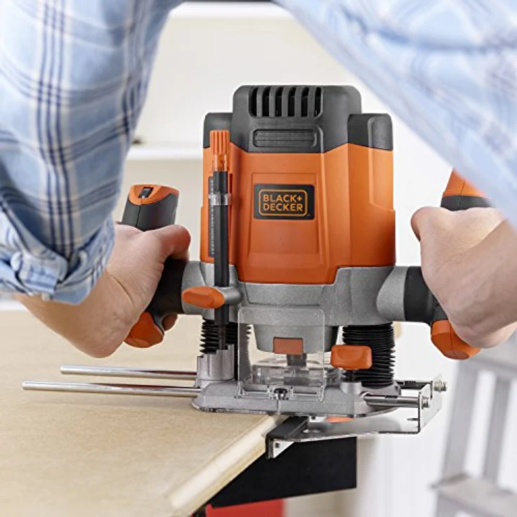 Black + Decker KW1200EKA-QS KW1200EKA-QS-Fresadora 1.2000W Con accesorios y maletín, 1200 W, Orange – Bild 7