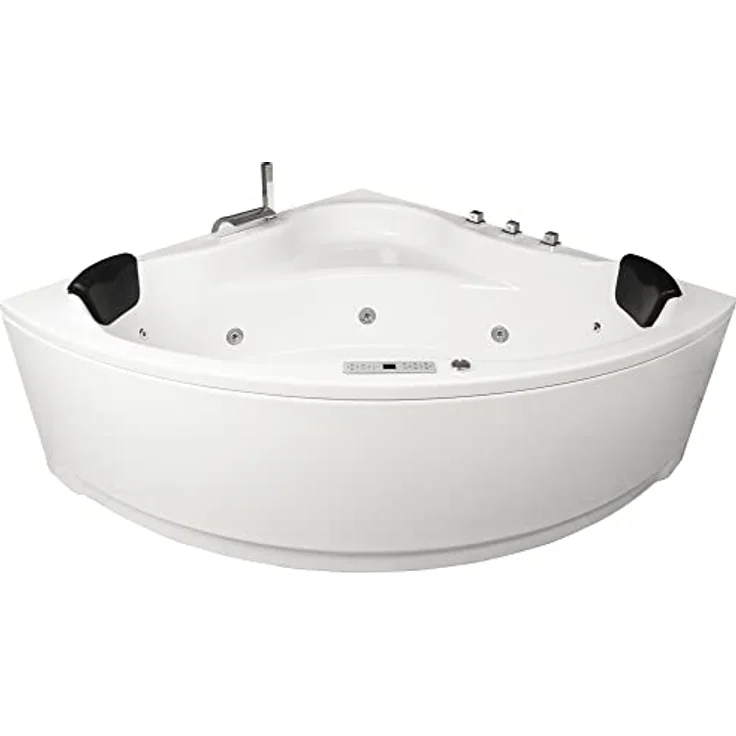 Basera® Whirlpool-Badewanne Malai 150 x 150 cm, (Komplett-Set), mit 21 Massagedüsen, Wasserfall, LED, Touchpanel, Bluetooth und Radio - Preisvergleich – Bild 1