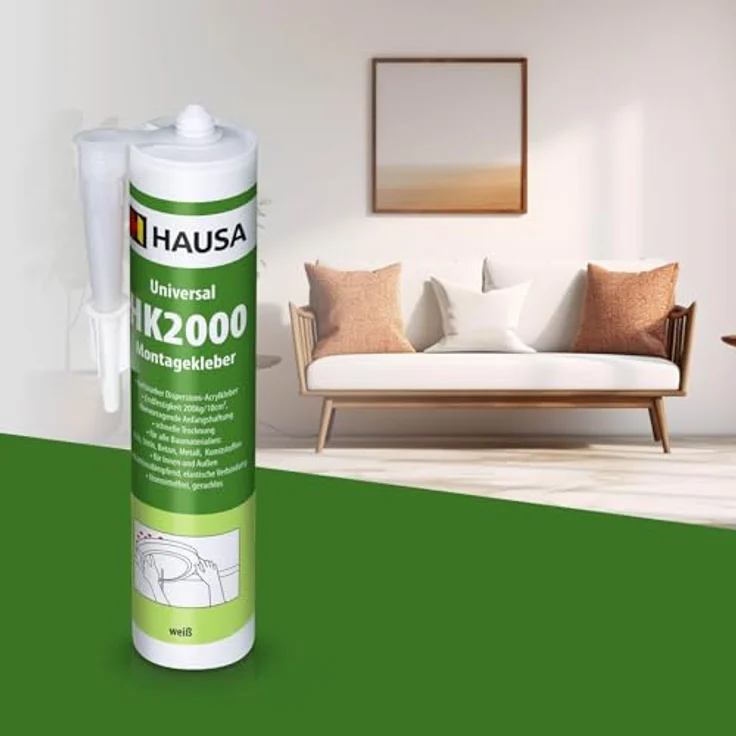 Hausa Montagekleber HK2000 18x 540g extra starker Acryl-Kleber weiß für Innen & Außenbau Styropor Leisten elastisch überstreichbar – Bild 5