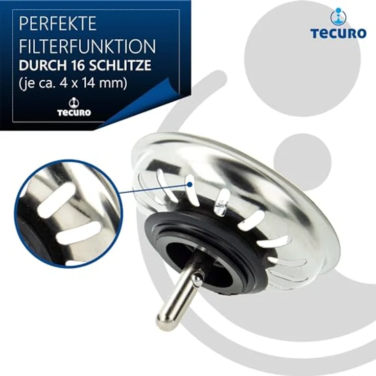 tecuro Siebkörbchen Siebkorb Ø 81 mm, Edelstahl mit Metall-Führungsstange 8 mm und Kugel, inkl. Lippendichtung – Bild 4