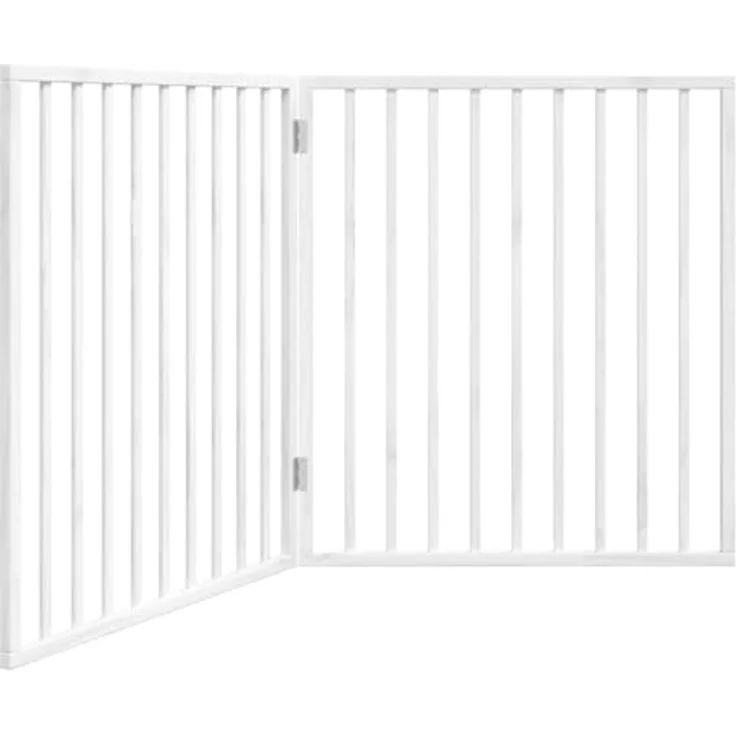 vidaXL 2-TLG. Hundetor Faltbar Weiß 160 cm Pappelholz, Benutzerfreundliches Hundegitter ohne Bohren, langlebiges Material – Bild 1