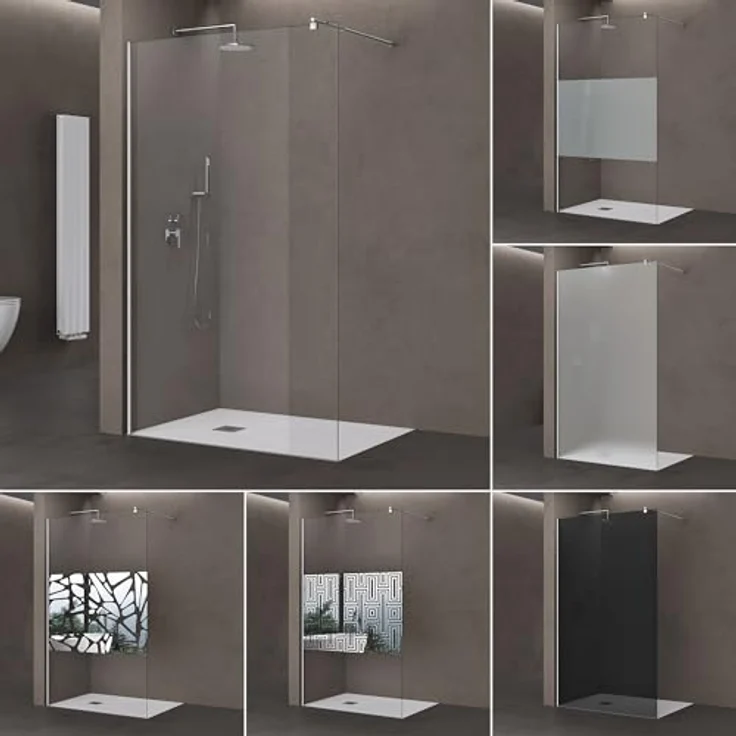 doporro Walk-in-Dusche Duschwand für Dusche Duschkabine Duschabtrennung 10mm ESG NANO, Einscheibensicherheitsglas, Klarglas, rechteckiger Stabilisator aus Edelstahl, variabler Wandabstand 70−120 cm – Bild 6