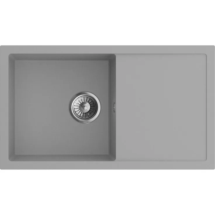 Axis Group ARIA 76 Granitspüle, Einbauspüle 76 x 44 cm in Beton/Grau, mit Siphon, hochkratzfest, modernes Design