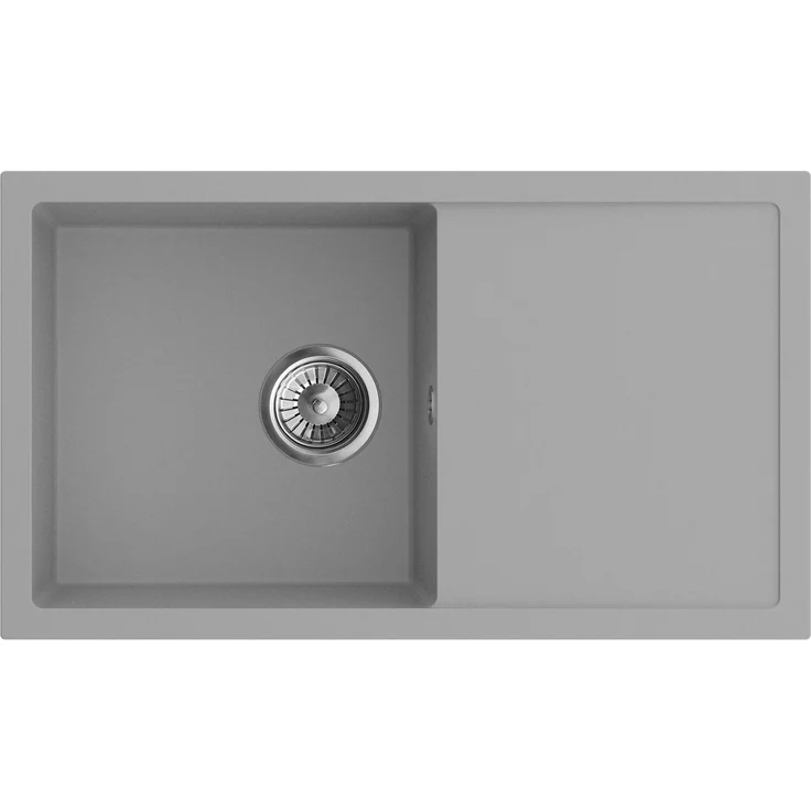 Axis Group ARIA 76 Granitspüle, Einbauspüle 76 x 44 cm in Beton/Grau, mit Siphon, hochkratzfest, modernes Design