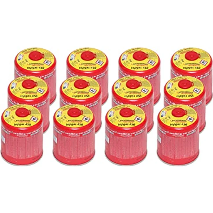 ROTHENBERGER Industrial Top Gas Schraub - Gaskartusche 450g, Vorteilsdose für lange Einsatzdauer, Anschluss 7/16" EU, 12 Stück – Bild 1
