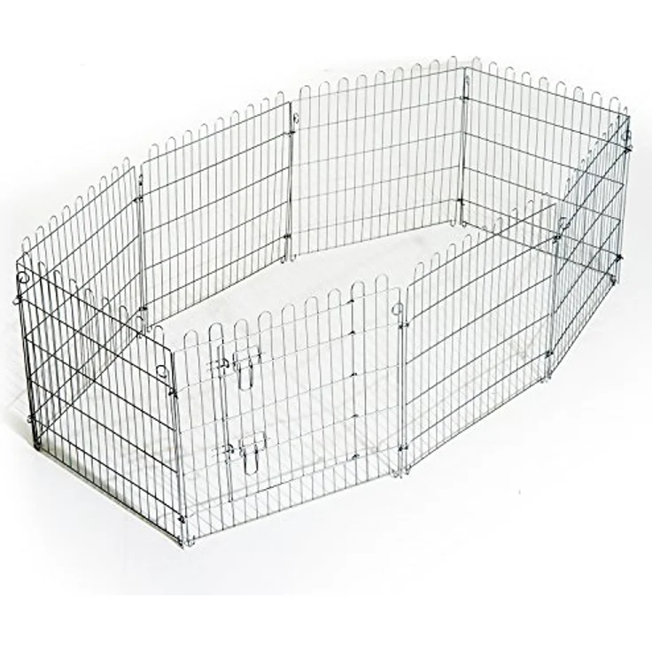 PawHut Freilaufgehege Welpenauslauf Welpenzaun Laufstall Welpengitter für Tiere 8-teilig B63 x H60 cm – Bild 4