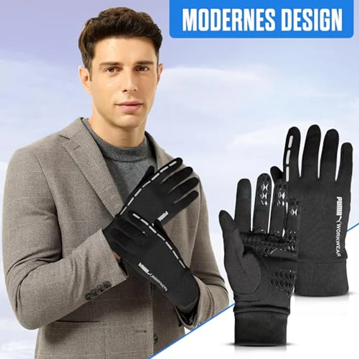 "PUMA Workwear Arbeitshandschuhe Herren Winter Touchscreen - Rutschfeste Haptik - Warme Fleece Outdoor Sport - Geschenke für Männer" – Bild 2