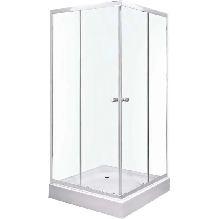 Kerra Olga SQ 90x90 Duschkabine mit Duschwanne, verchromte Aluminiumprofile, 4mm ESG transparent Sicherheitsglas