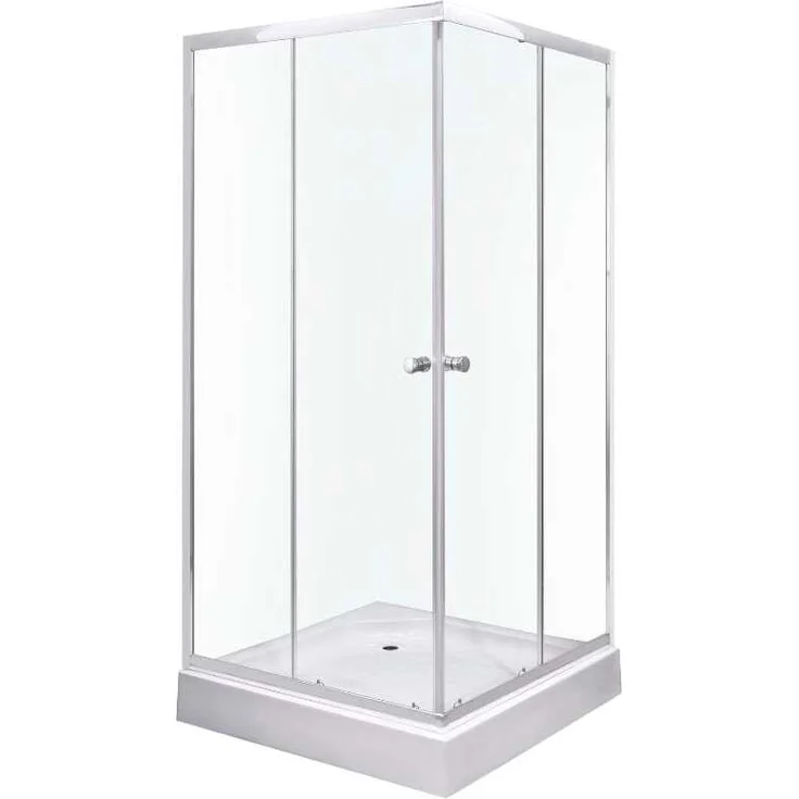 Kerra Olga SQ 90x90 Duschkabine mit Duschwanne, verchromte Aluminiumprofile, 4mm ESG transparent Sicherheitsglas