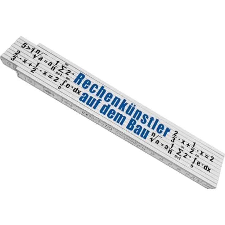 speecheese Rechenkünstler Meterstab aus Holz, Blau-Weiß mit mathematischen Formeln, 24x3,5 cm, ideal für Heimwerker